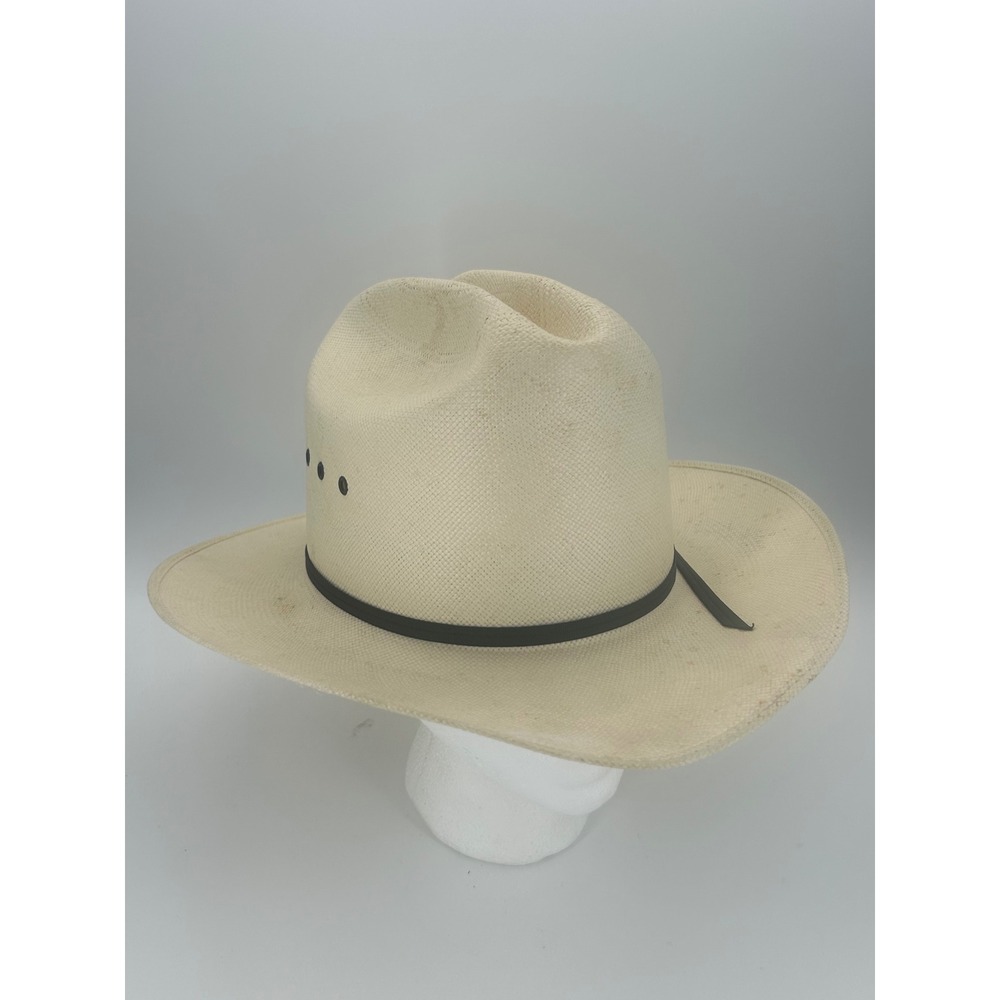 Wrangler Cowboy Hat 6 7/8 Ivory Straw Western Cattleman Rancher Vent Eyelets